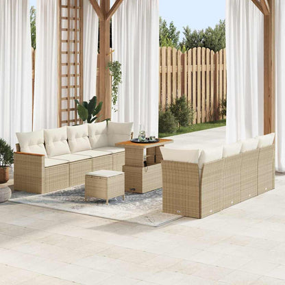 Gartensofa-set mit Kissen 12 pcs Beige Poly-Rattan