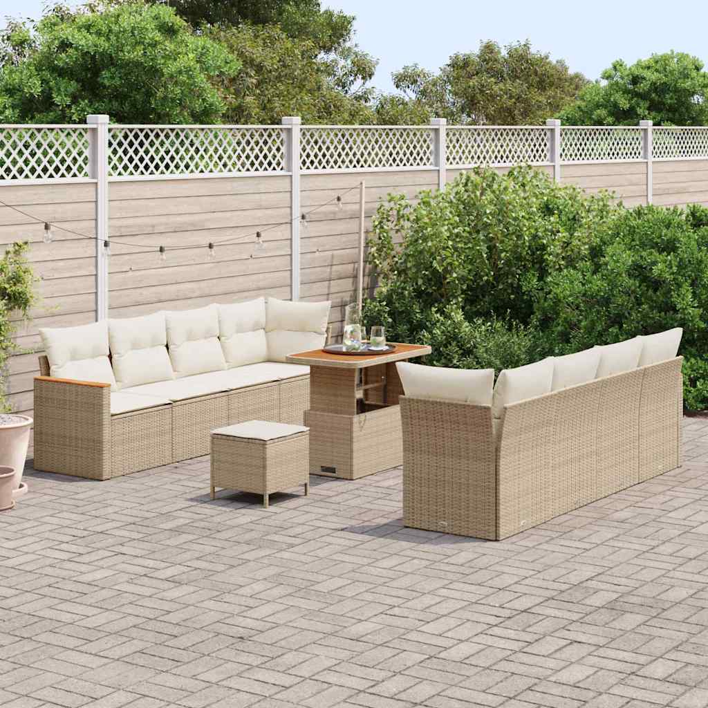Gartensofa-set mit Kissen 12 pcs Beige Poly-Rattan