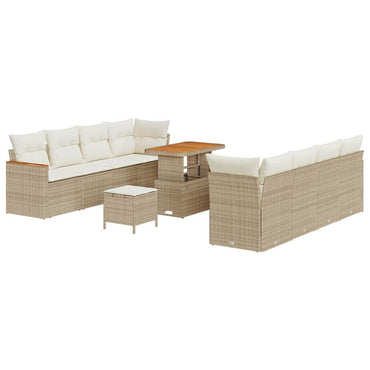 vidaXL Gartensofa-set mit Kissen 12 pcs Beige Poly-Rattan