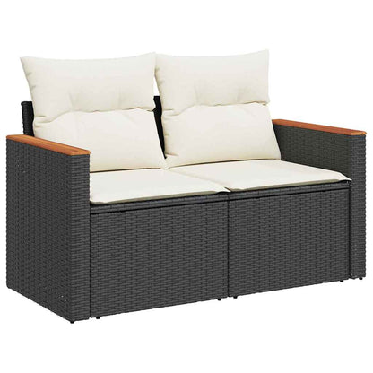 Gartensofa-set mit Kissen 10 pcs Schwarz Poly Rattan
