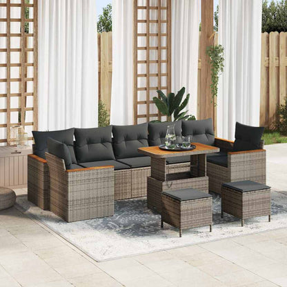 Gartensofa-set mit Kissen 10 pcs Grau Poly Rattan