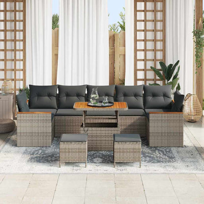 Gartensofa-set mit Kissen 10 pcs Grau Poly Rattan