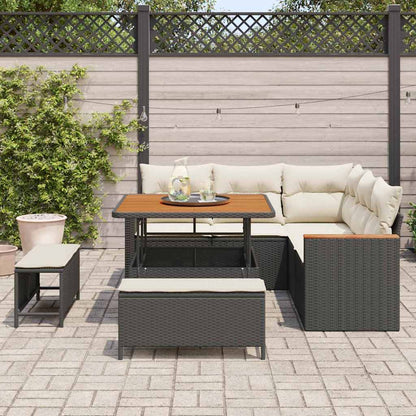 Gartensofa-set mit Kissen 8 pcs Schwarz Poly Rattan