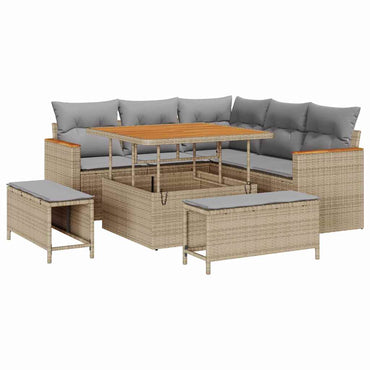 vidaXL Gartensofa-set mit Kissen 8 pcs Beige Poly Rattan