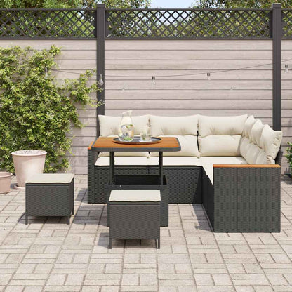 vidaXL Gartensofa-set mit Kissen 8 pcs Schwarz Poly Rattan