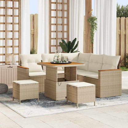 vidaXL Gartensofa-set mit Kissen 8 pcs Beige Poly Rattan