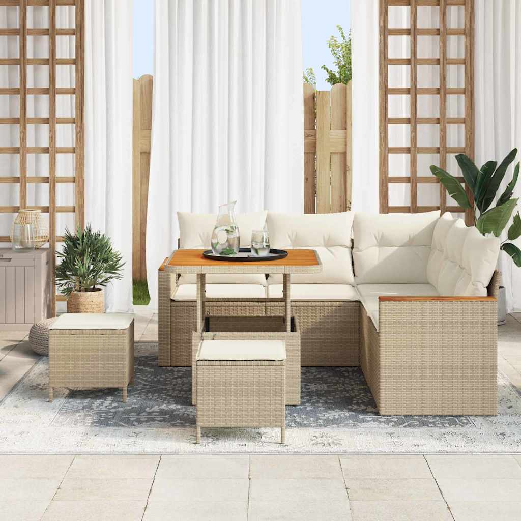vidaXL Gartensofa-set mit Kissen 8 pcs Beige Poly Rattan