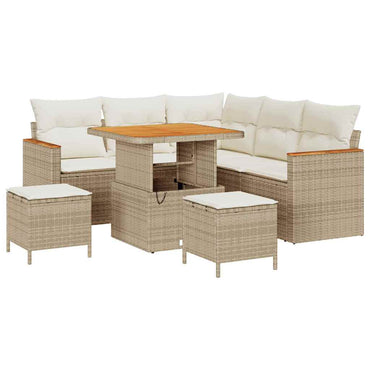 vidaXL Gartensofa-set mit Kissen 8 pcs Beige Poly Rattan