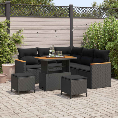 vidaXL Gartensofa-set mit Kissen 8 pcs Schwarz Poly Rattan