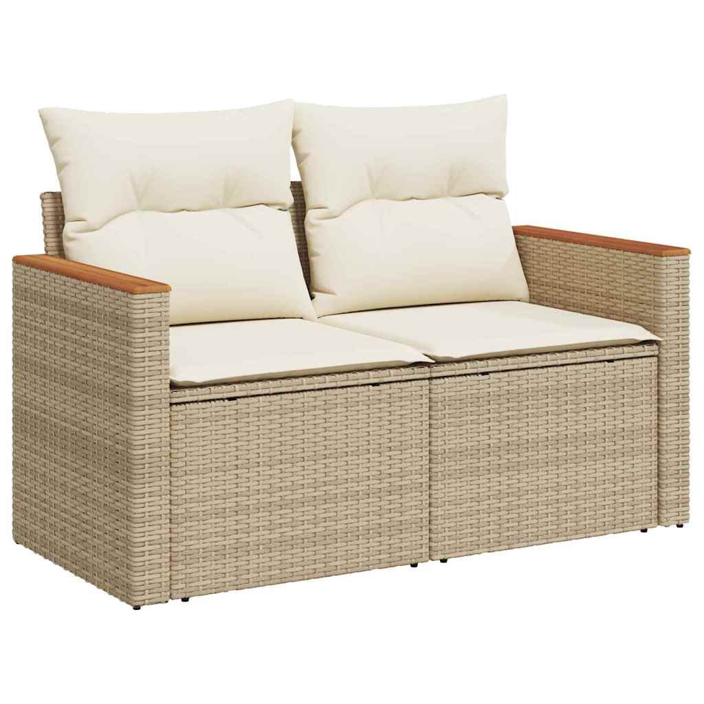 Gartensofa-set mit Kissen 8 pcs Beige Poly Rattan