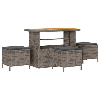 vidaXL Salon de jardin avec coussins et coffre de rangement, Gris, Résine tressée