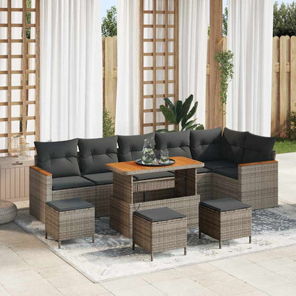 Gartensofa-set mit Kissen 10 pcs Grau Poly Rattan