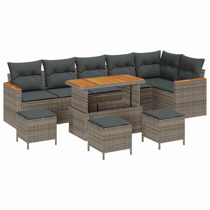 Gartensofa-set mit Kissen 10 pcs Grau Poly Rattan