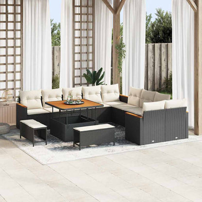 vidaXL Ensemble de canapés de jardin avec coussins 13 pcs Résine tressée noire