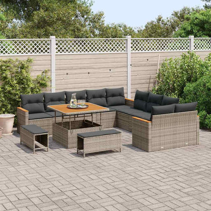 vidaXL Salon de jardin avec coussins 13 pcs Gris résine tressée