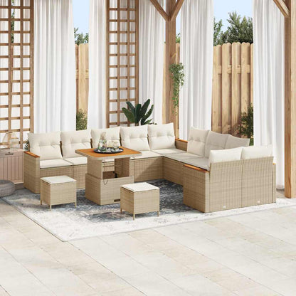 Gartensofa-set mit Kissen 13 pcs Beige Poly-Rattan