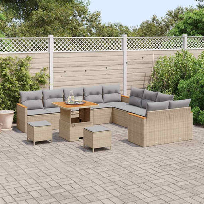 vidaXL Ensemble de canapés de jardin avec coussins 13 pcs Beige Résine tressée