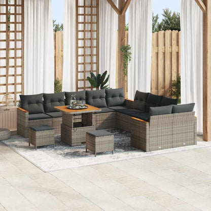 vidaXL Salon de jardin avec coussins 13 pcs Gris résine tressée