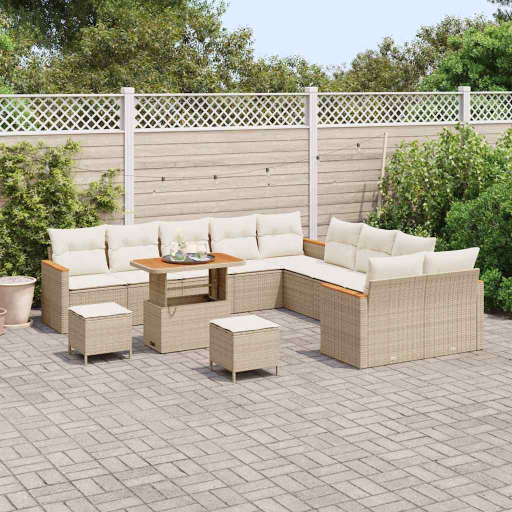 vidaXL Ensemble de canapés de jardin avec coussins 13 pcs Beige Résine tressée