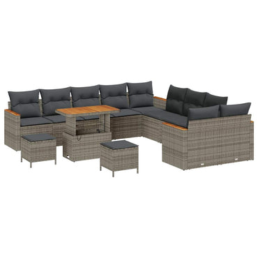 vidaXL Salon de jardin avec coussins 13 pcs Gris résine tressée