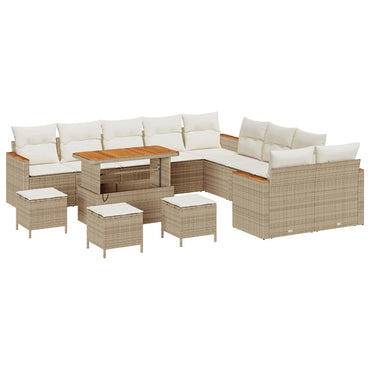 vidaXL Gartensofa-set mit Kissen 18 pcs Beige und Creme Poly-Rattan