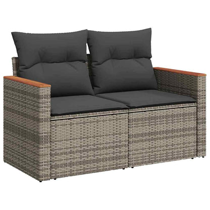 Gartensofa-set mit Kissen 18 pcs Grau Poly-Rattan