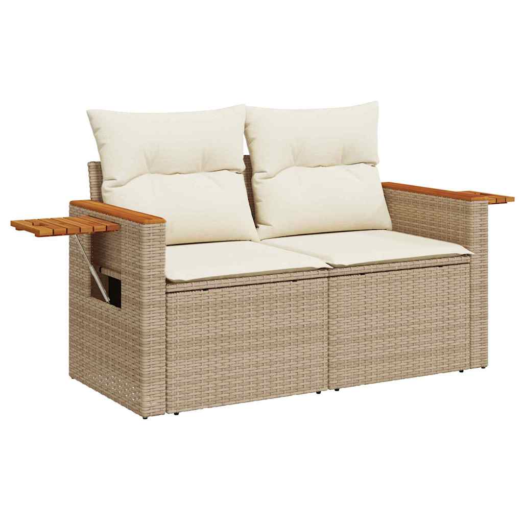 Gartensofa-set mit Kissen 10 pcs Beige und Creme Poly-Rattan