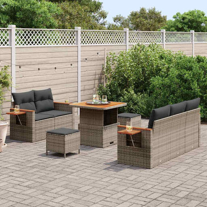 Gartensofa-set mit Kissen 10 pcs Grau Poly-Rattan