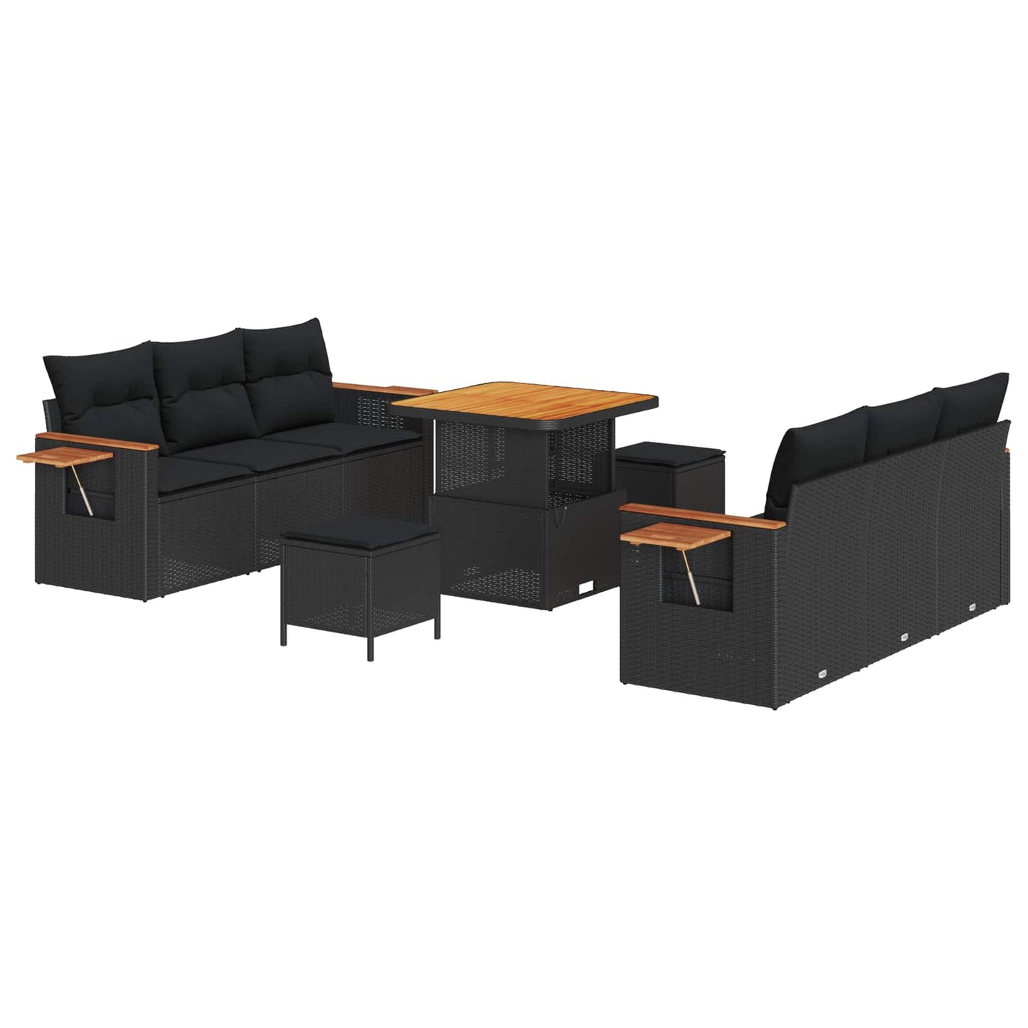 Gartensofa-set mit Kissen 11 pcs Schwarz Poly-Rattan