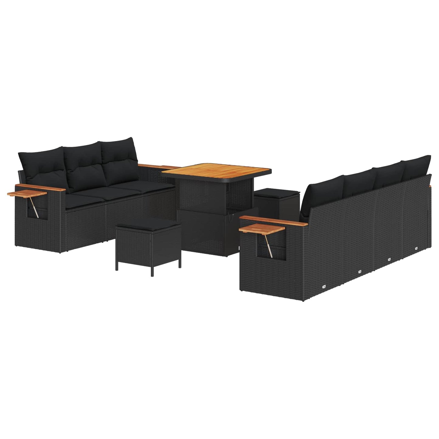 Gartensofa-set mit Kissen 13 pcs Schwarz Poly-Rattan