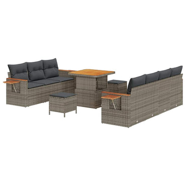 vidaXL Gartensofa-set mit Kissen 13 pcs Grau Poly-Rattan