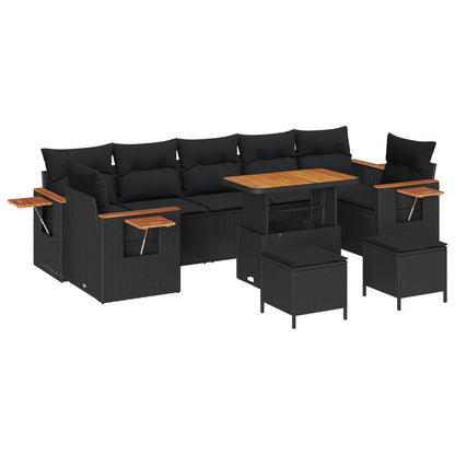 vidaXL Gartensofa-set mit Kissen 13 pcs Schwarz Poly-Rattan