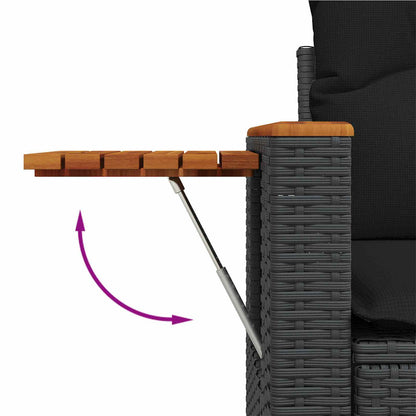 vidaXL Gartensofa-set mit Kissen 13 pcs Schwarz Poly-Rattan