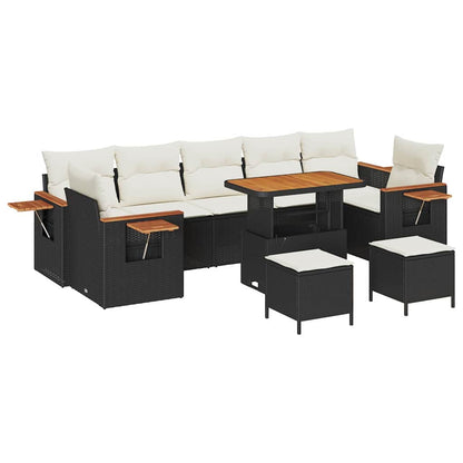 vidaXL Gartensofa-set mit Kissen 13 pcs Schwarz und Creme Poly-Rattan