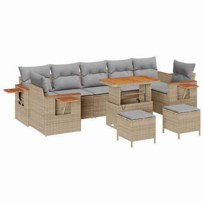 vidaXL Gartensofa-set mit Kissen 13 pcs Beige und Hellgrau Poly-Rattan
