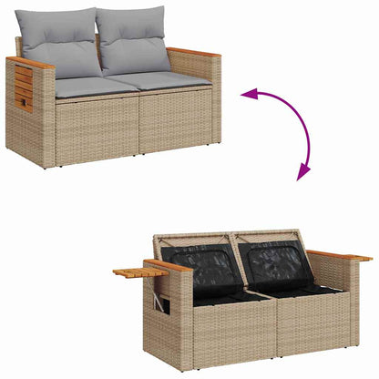 vidaXL Gartensofa-set mit Kissen 13 pcs Beige und Hellgrau Poly-Rattan