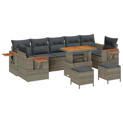 vidaXL Gartensofa-set mit Kissen 13 pcs Grau Poly-Rattan