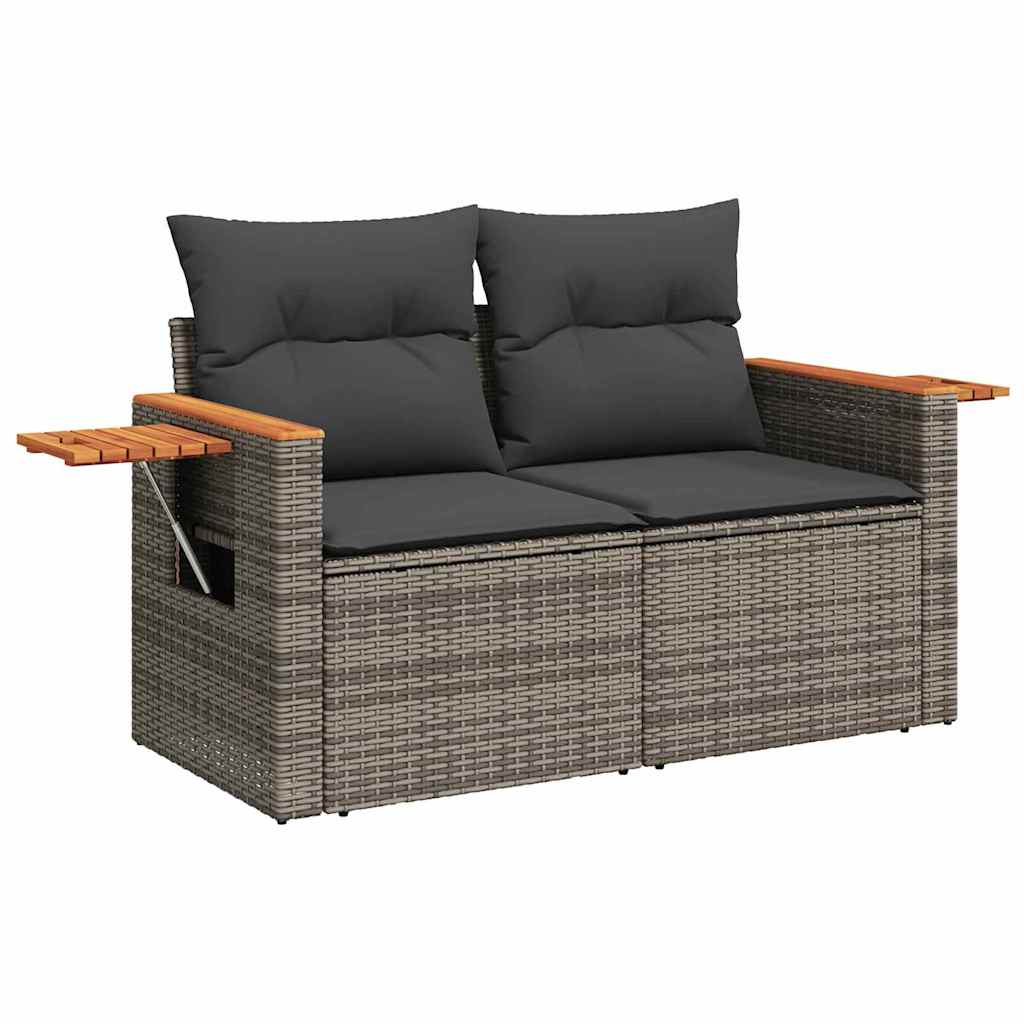 vidaXL Gartensofa-set mit Kissen 13 pcs Grau Poly-Rattan