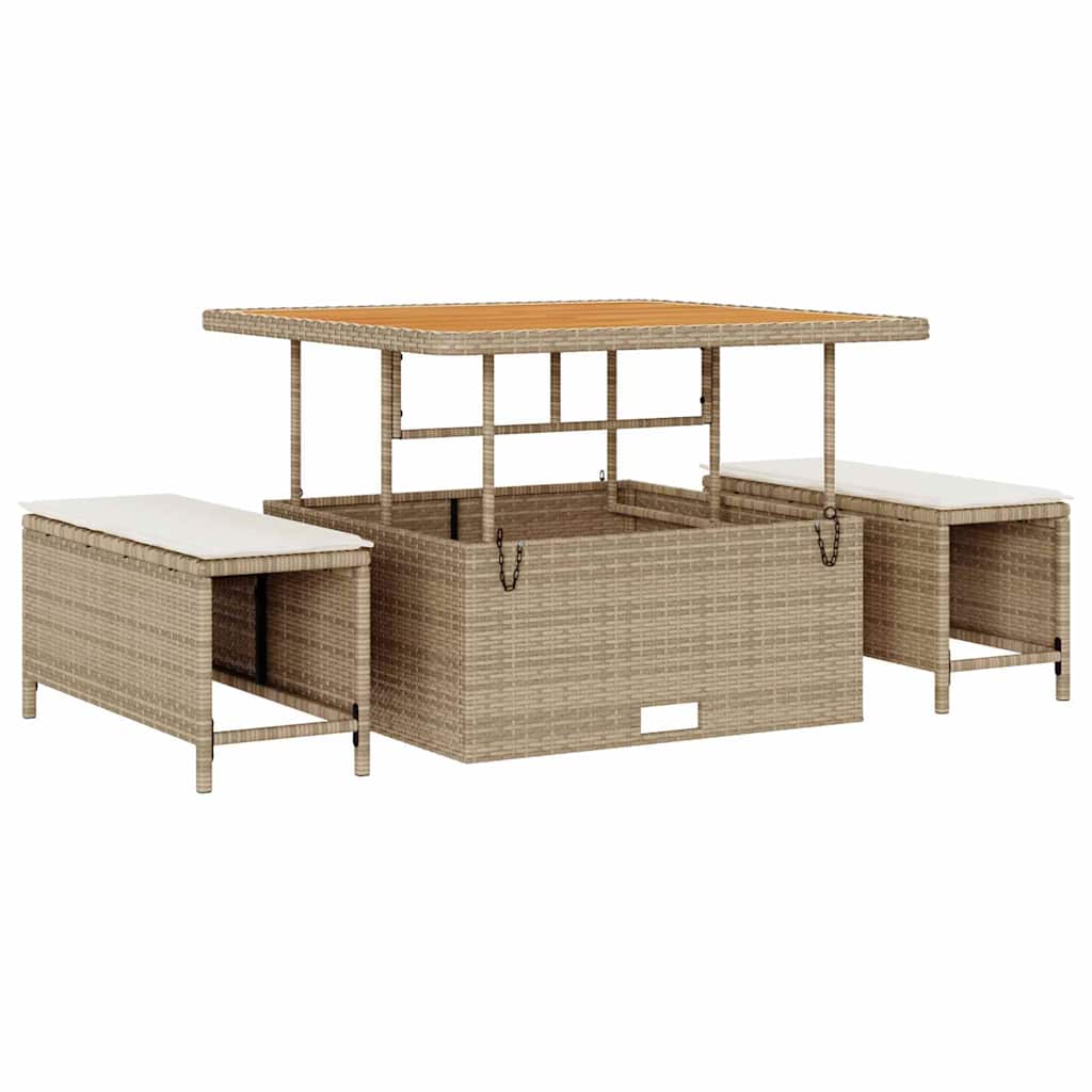 vidaXL Gartensofa-set mit Kissen 11 pcs Beige und Creme Poly-Rattan