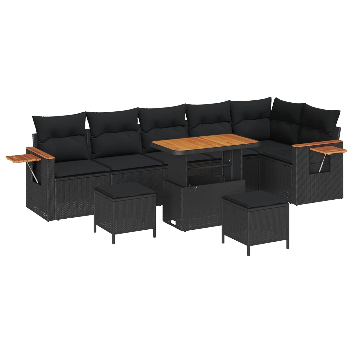 Gartensofa-set mit Kissen 11 pcs Schwarz Poly-Rattan
