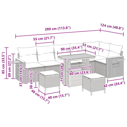 Gartensofa-set mit Kissen 11 pcs Schwarz Poly-Rattan