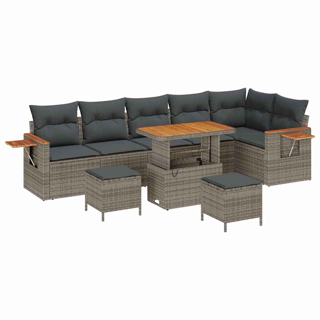 Gartensofa-set mit Kissen 11 pcs Grau Poly-Rattan