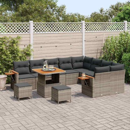 Gartensofa-set mit Kissen 13 pcs Grau Poly-Rattan