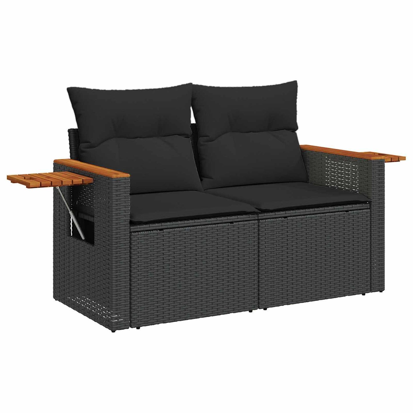 Gartensofa-set mit Kissen 14 pcs Schwarz Poly-Rattan