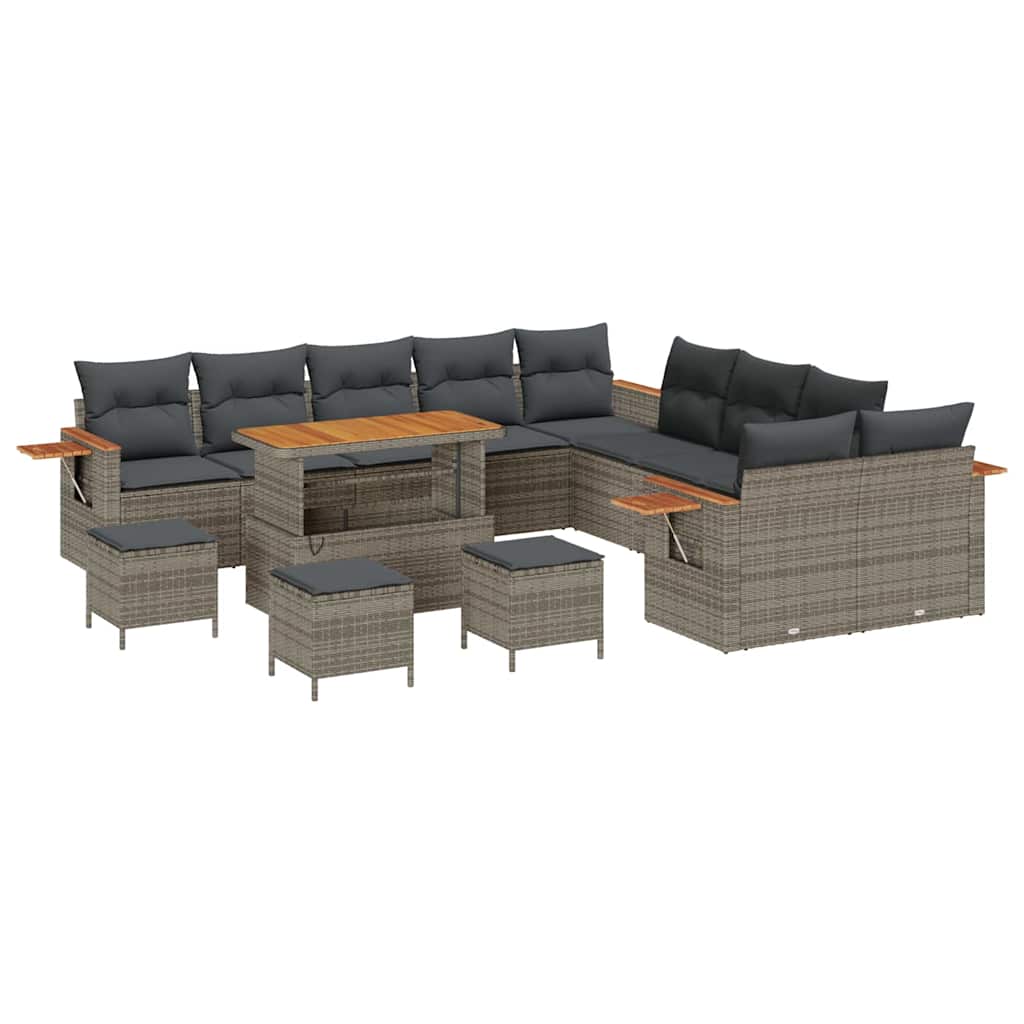 Gartensofa-set mit Kissen 18 pcs Grau Poly-Rattan