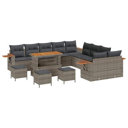 Gartensofa-set mit Kissen 18 pcs Grau Poly-Rattan