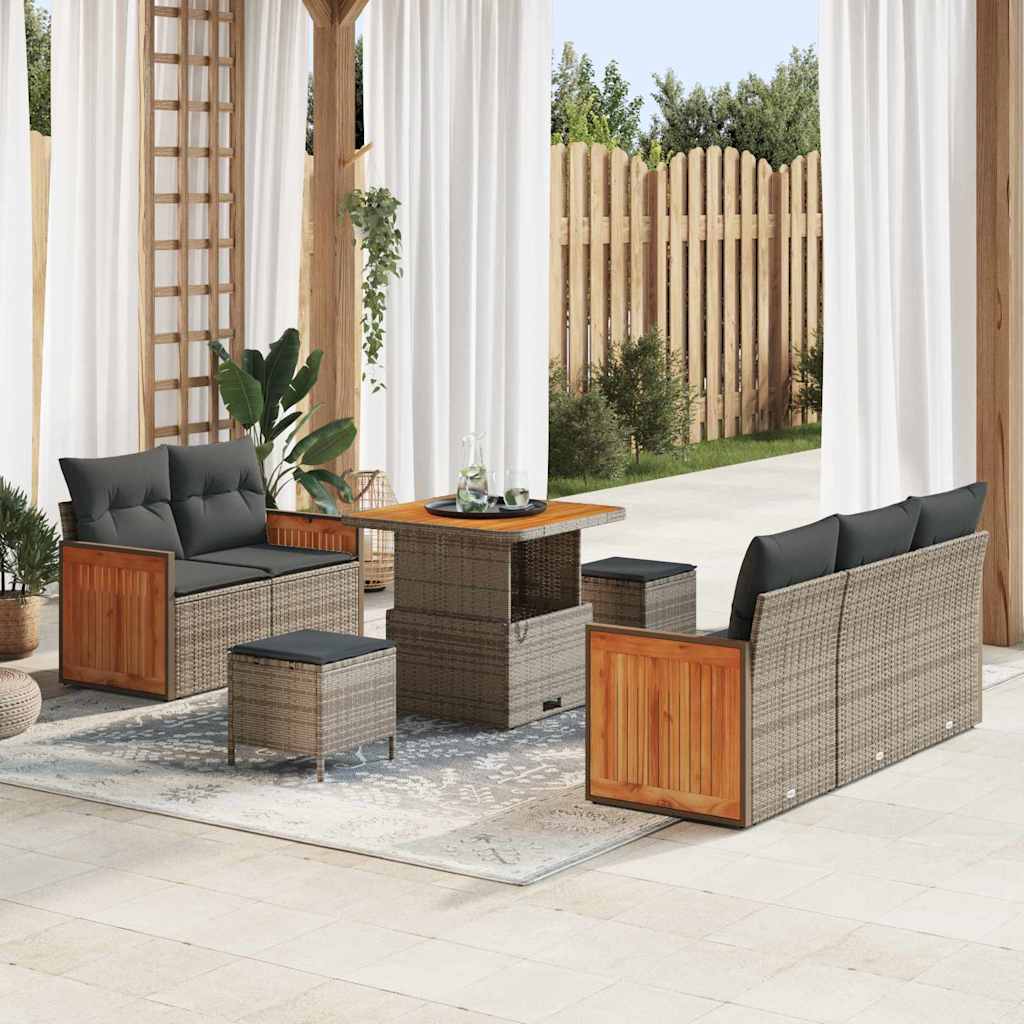 vidaXL Salon de jardin avec coussins 10 pcs Gris résine tressée