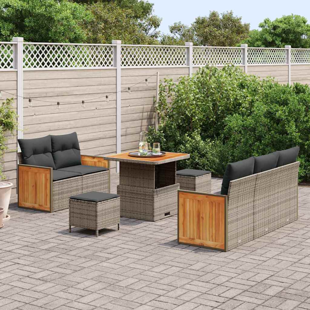 vidaXL Salon de jardin avec coussins 10 pcs Gris résine tressée