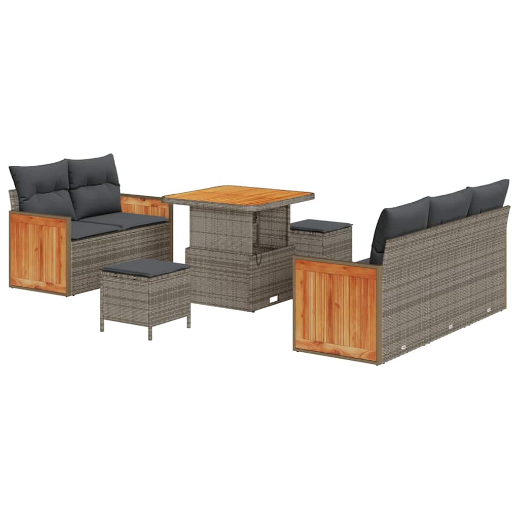 vidaXL Salon de jardin avec coussins 10 pcs Gris résine tressée