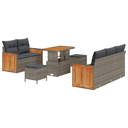 Gartensofa-set mit Kissen 10 pcs Grau Poly-Rattan